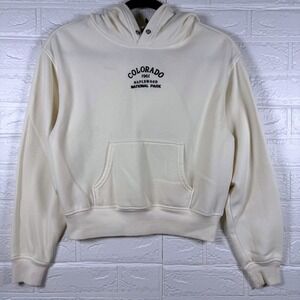 H&M Divided Hoodie Kids XS Cream Colorado Maplewood National Park Graphic